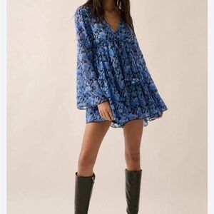 Promesa Blue Floral Mini Dress M